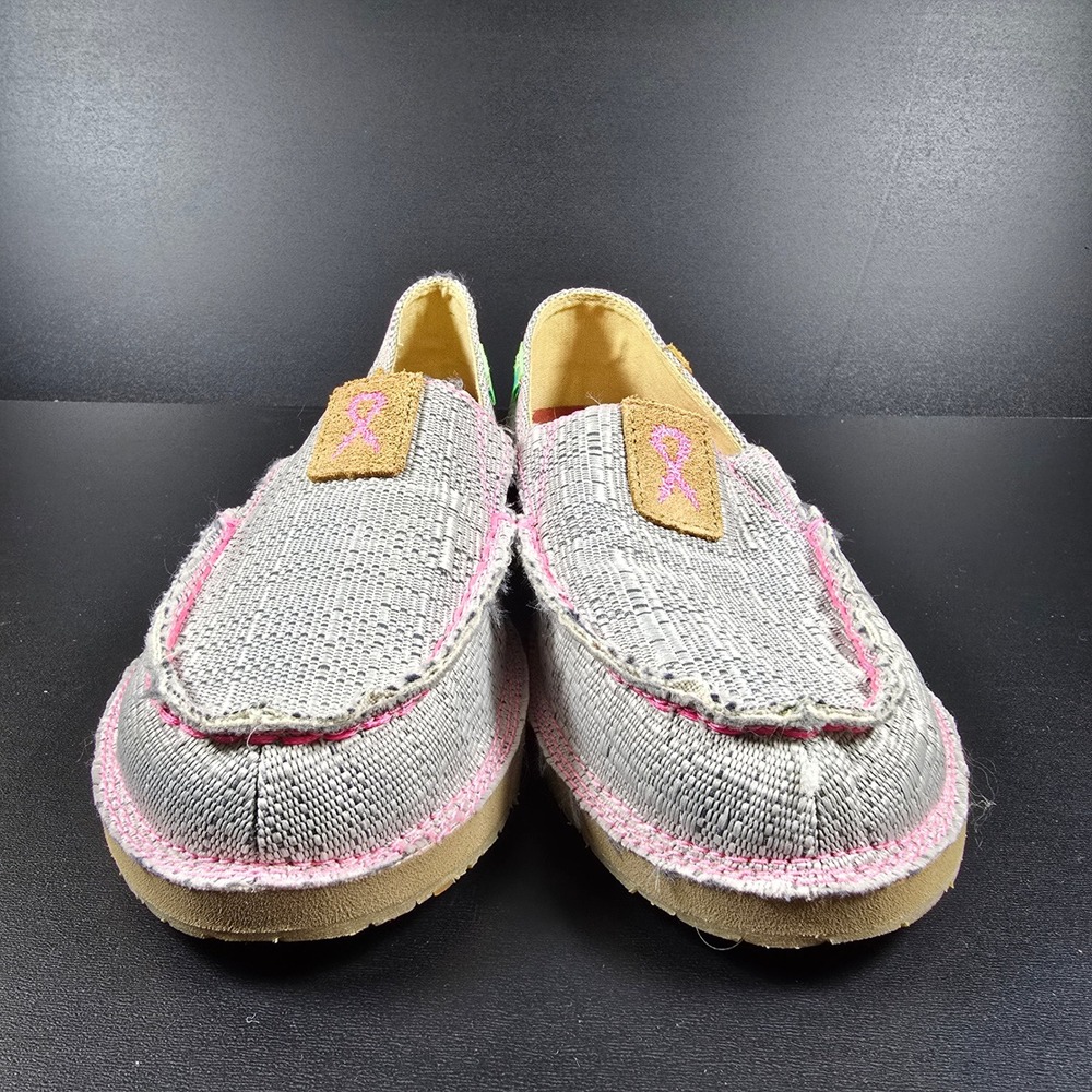 Twisted X WCL0012 Moccasins Womens 7.5 Grey Pink Ribbon ecoTWX Slip On Loafers - Picture 3 of 12